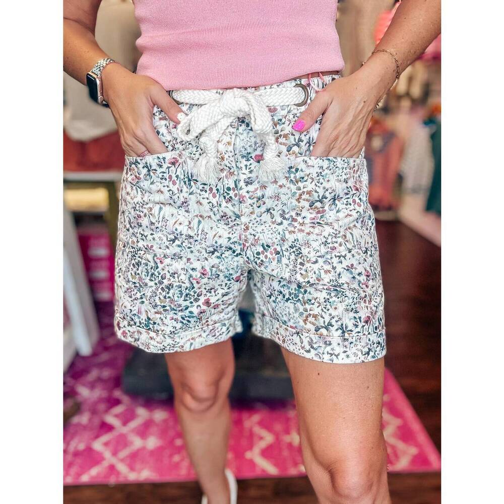 NEW LOVLOV wildflower weekend shorts in white